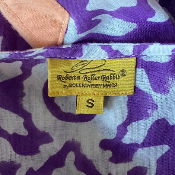 ROLLER RABBIT Tunic Womens Sz Small Purple Coverup Swim Geometric Print Beach - Picture 6 of 6
